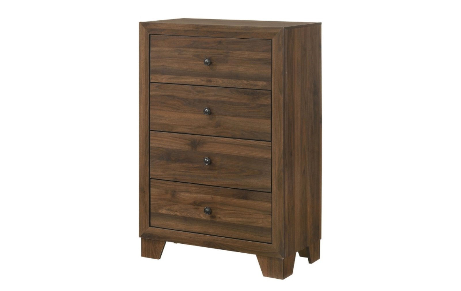 Millie Walnut Wood 4-Drawer Chest with Framed Design