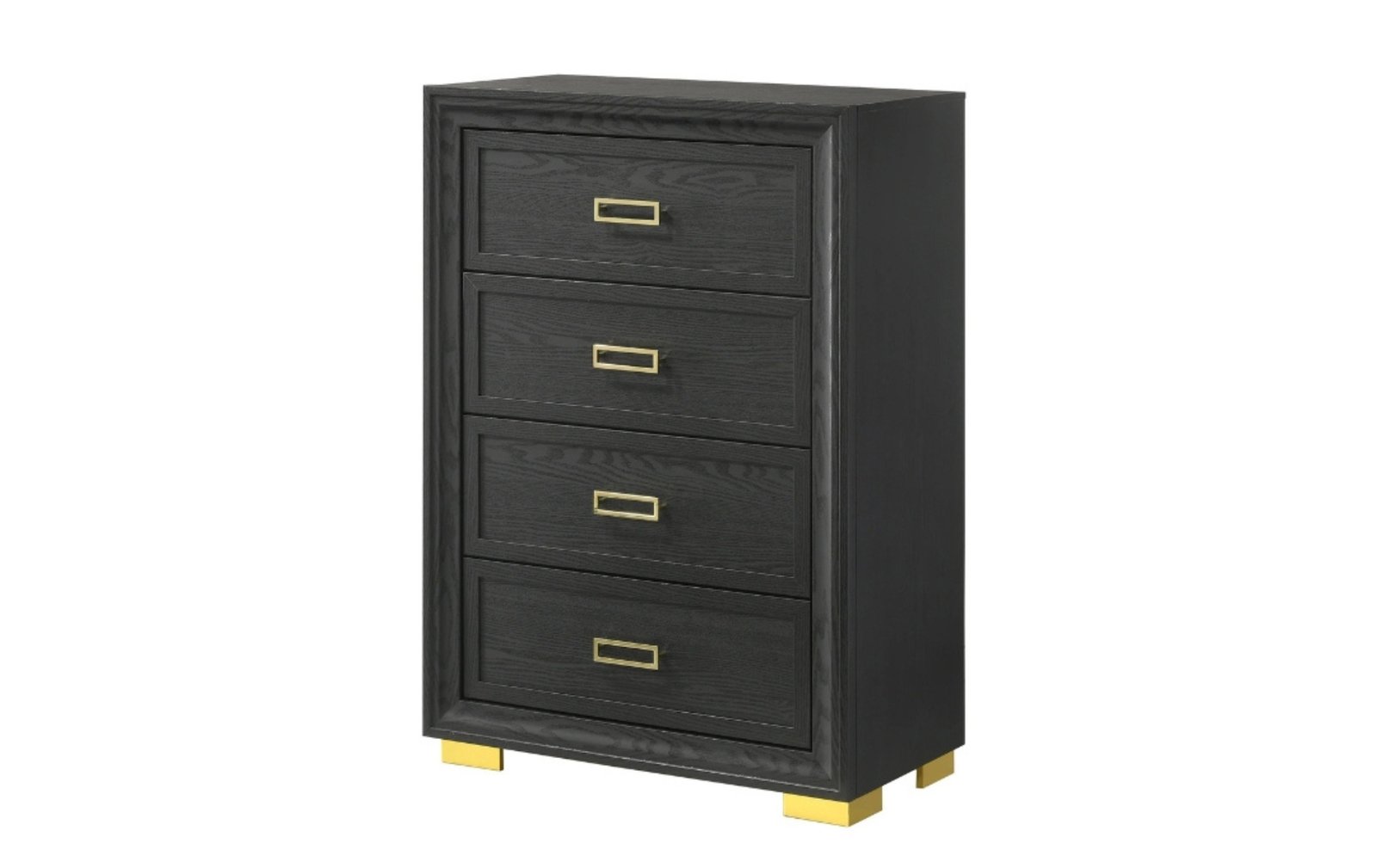 Pepe Black and Gold 4-Drawer Chest with Framed Drawer Fronts