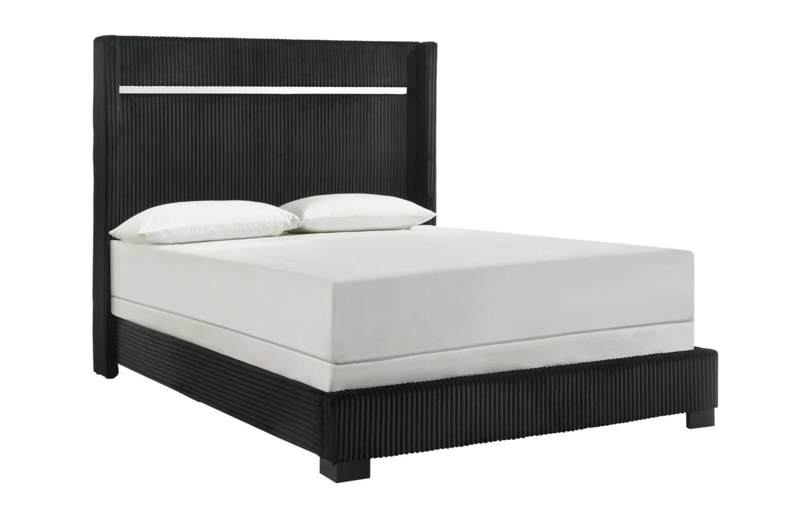 Gennro King Black Ribbed Panel Bed