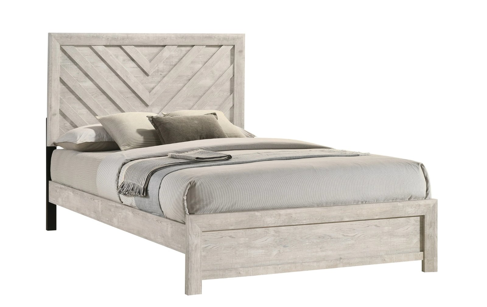 Valor King Light Wood Chevron Panel Bed