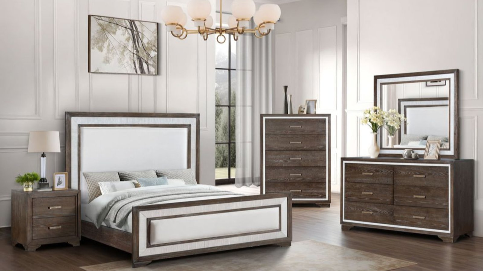 Modern Two Tone Queen Bedroom Set