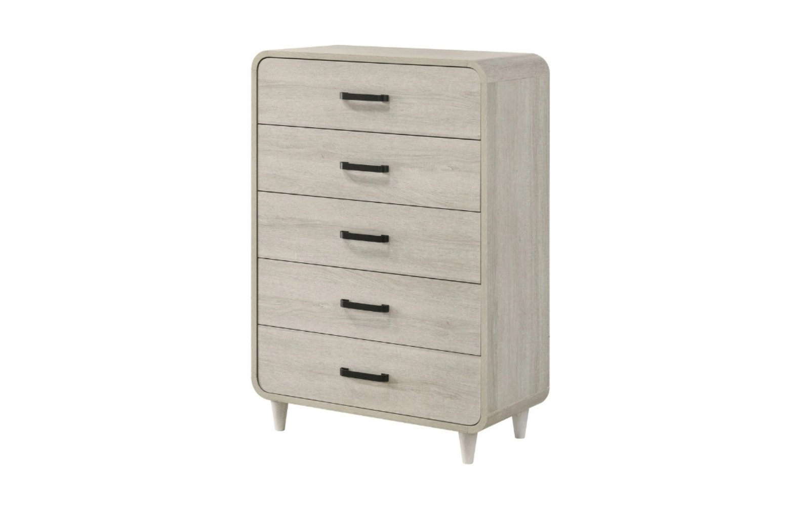 Nyomi Whitewash Mid-Century 5-Drawer Chest