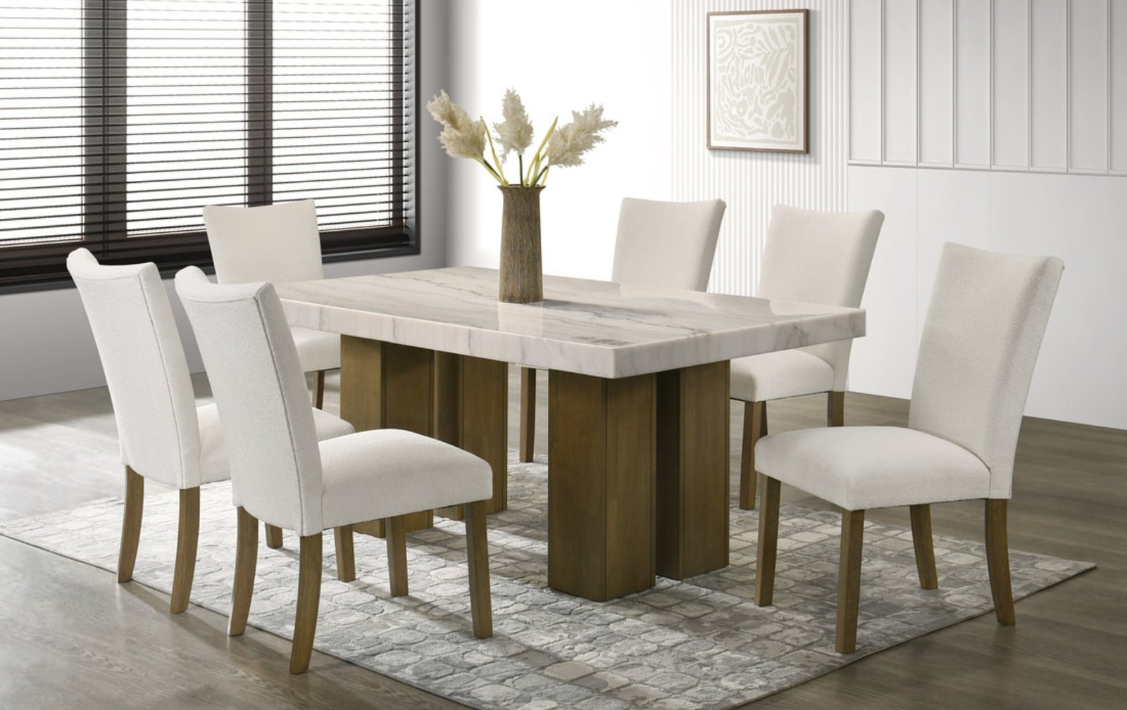 Capri Real Marble 7-Piece Dining Set