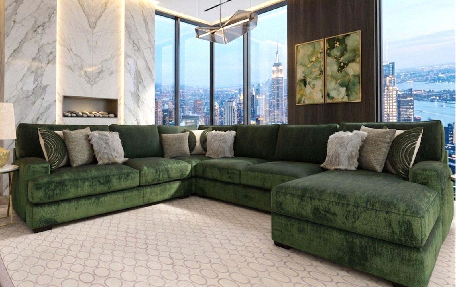 Corinthian 3pc Oversized Sectional W/ Chaise