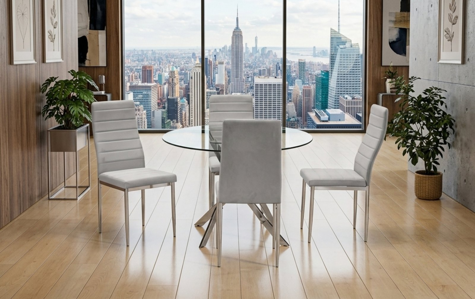 Gray Glass 5-Piece Dining Set