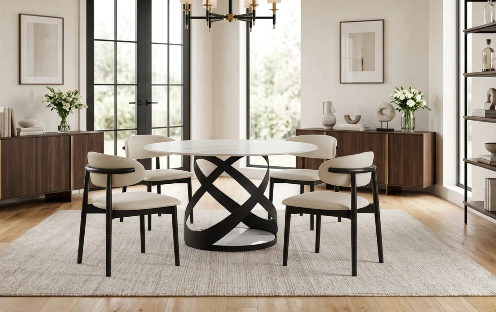 Dimi White & Black 5-Piece Dining Set