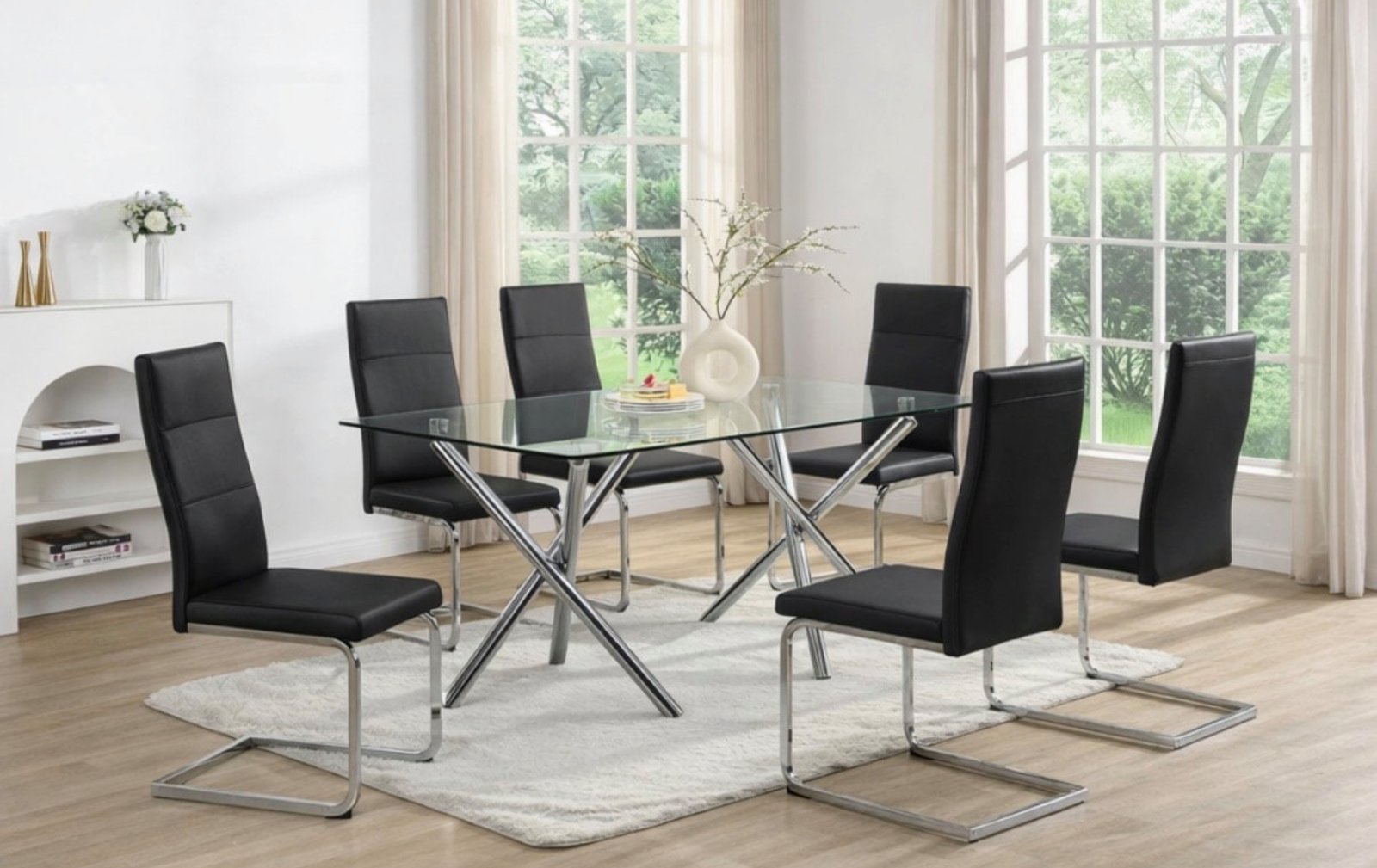 Glass Top Black 7-Piece Dining Set