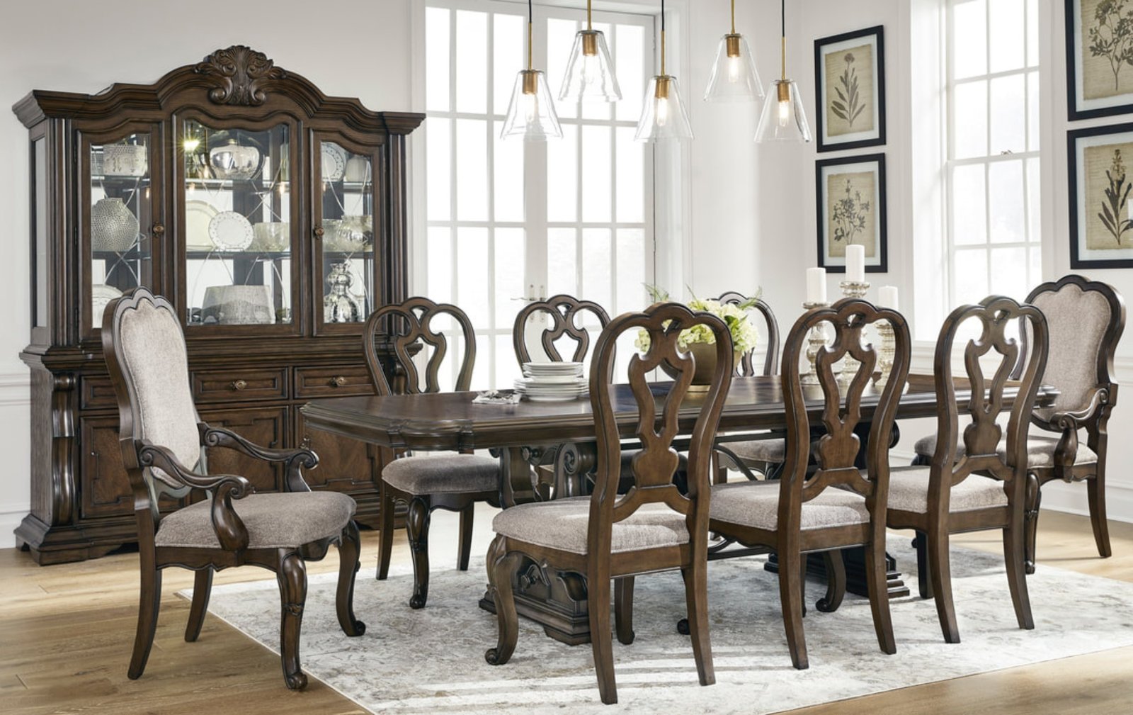 Ornate Brown 7-Piece Dining Set