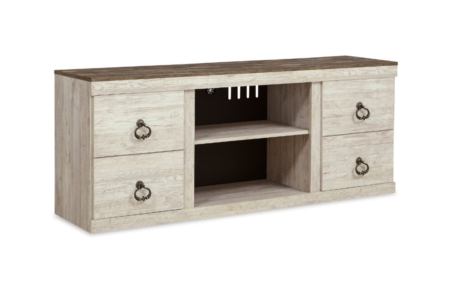 Willowton Whitewash & Brown TV Stand