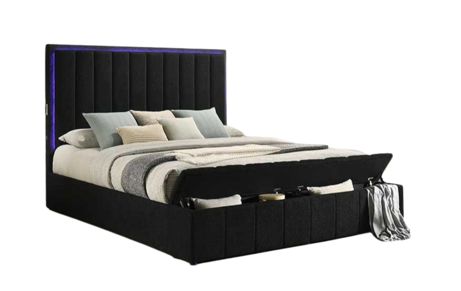 Florence Black Storage Platform Queen Bed