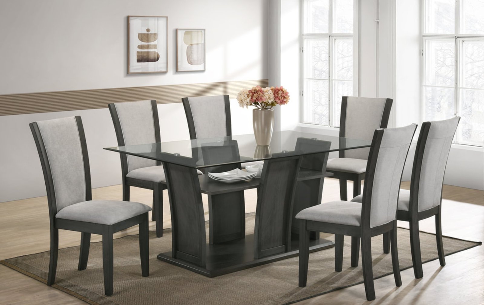 Florida Gray Glass 7-Piece Dining Set