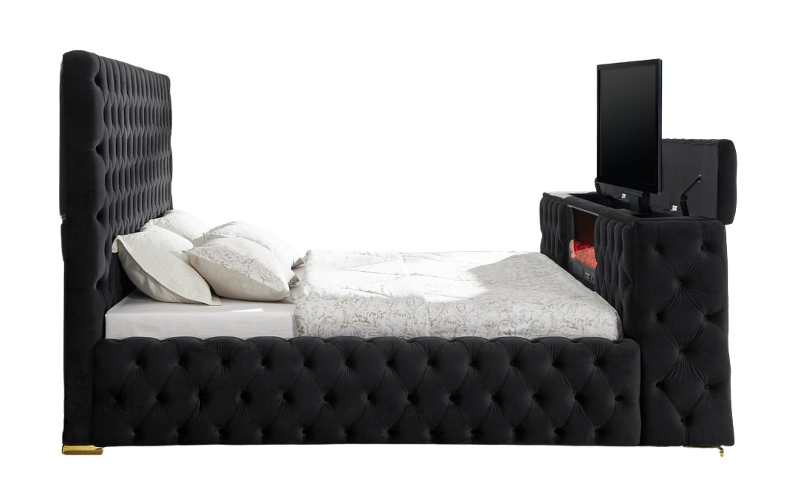 Future Black Entertainment Platform Queen Bed