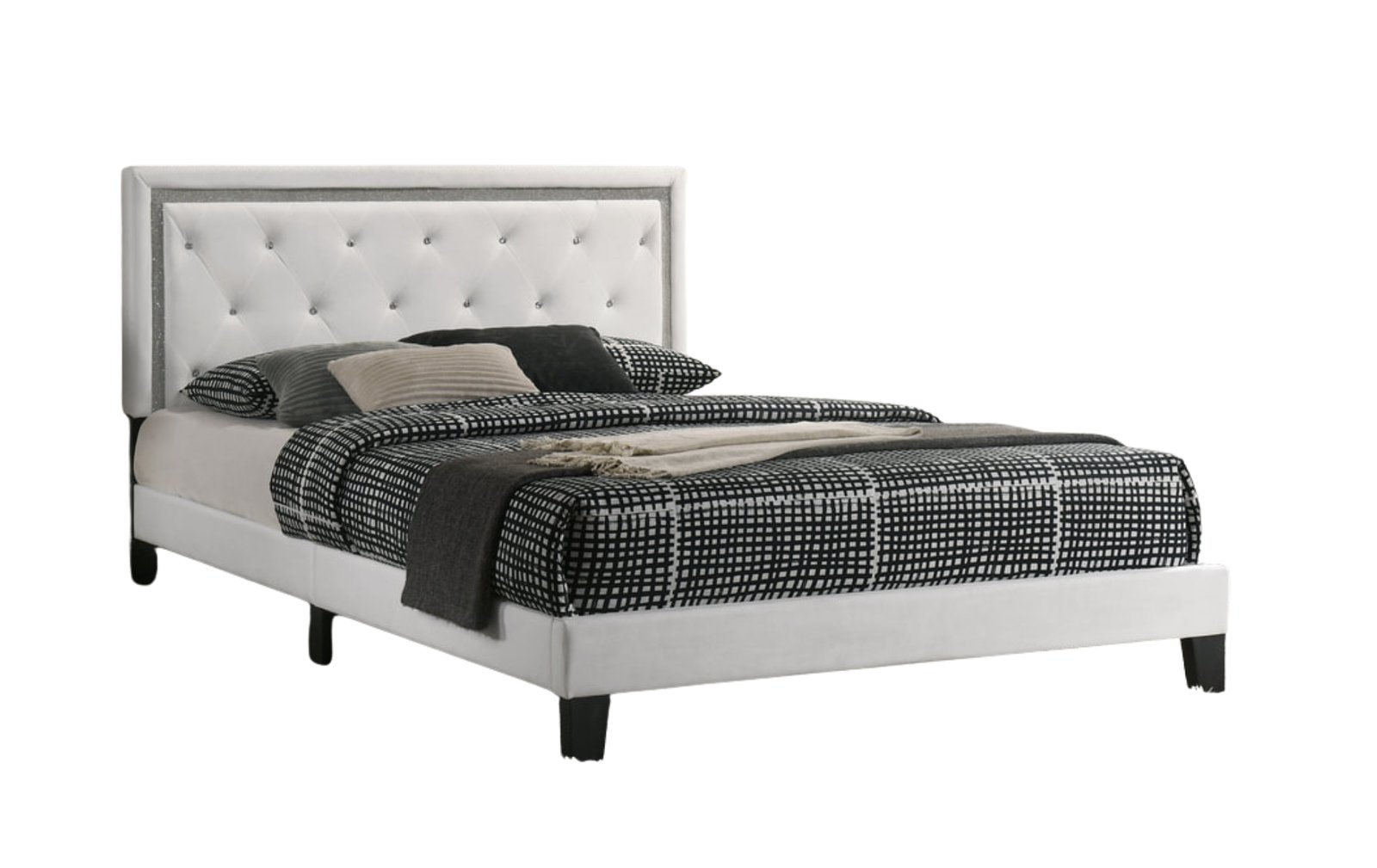 White Diamond Platform Queen Bed