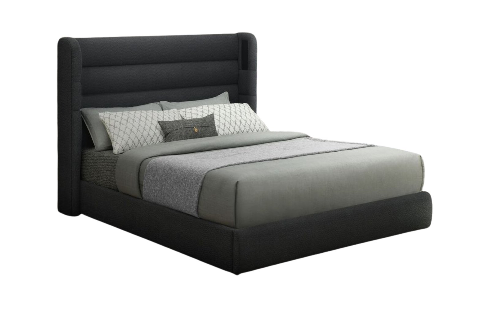 Hero Black Upholstered Platform King Bed