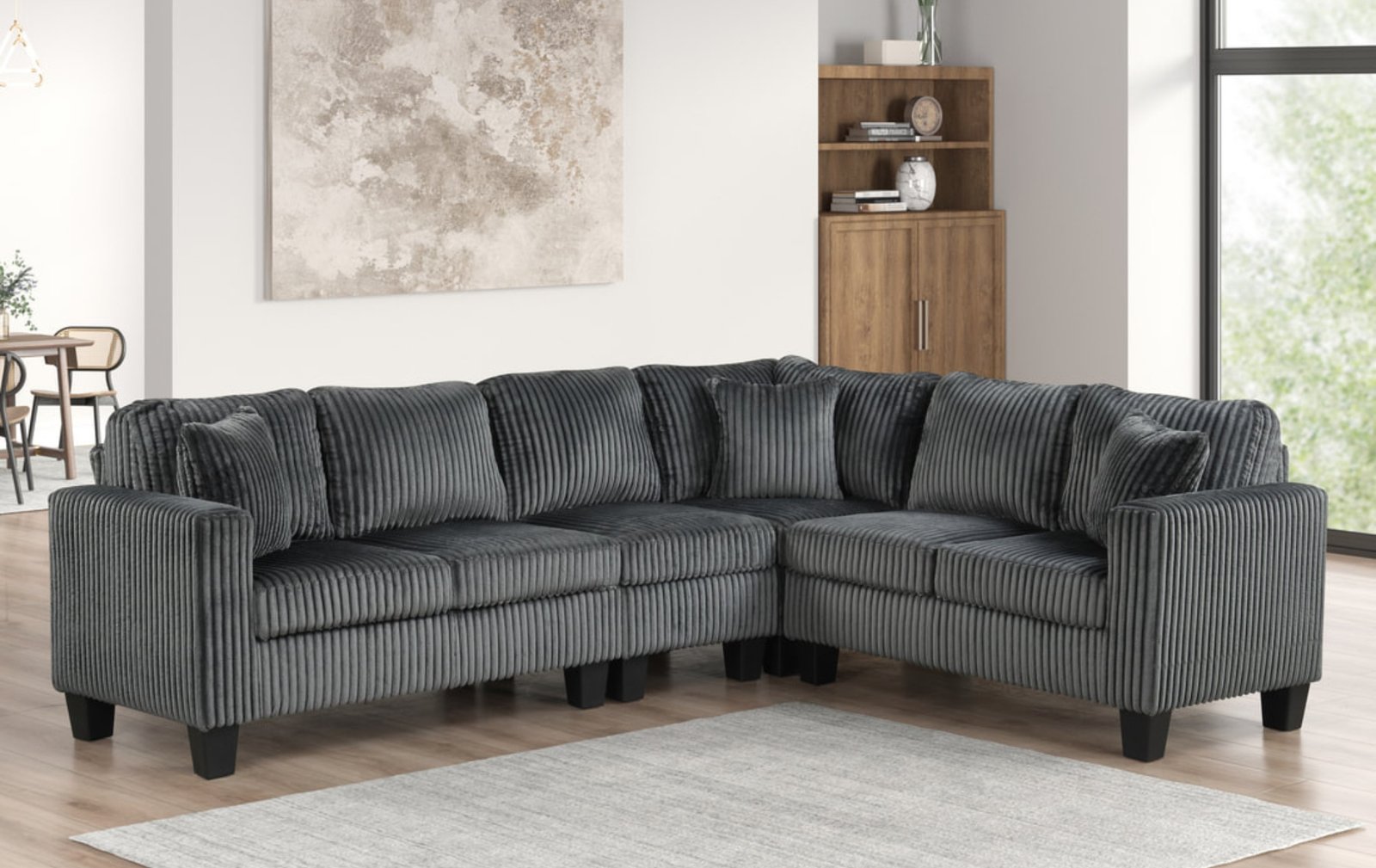 Logan Charcoal Reversible Sectional
