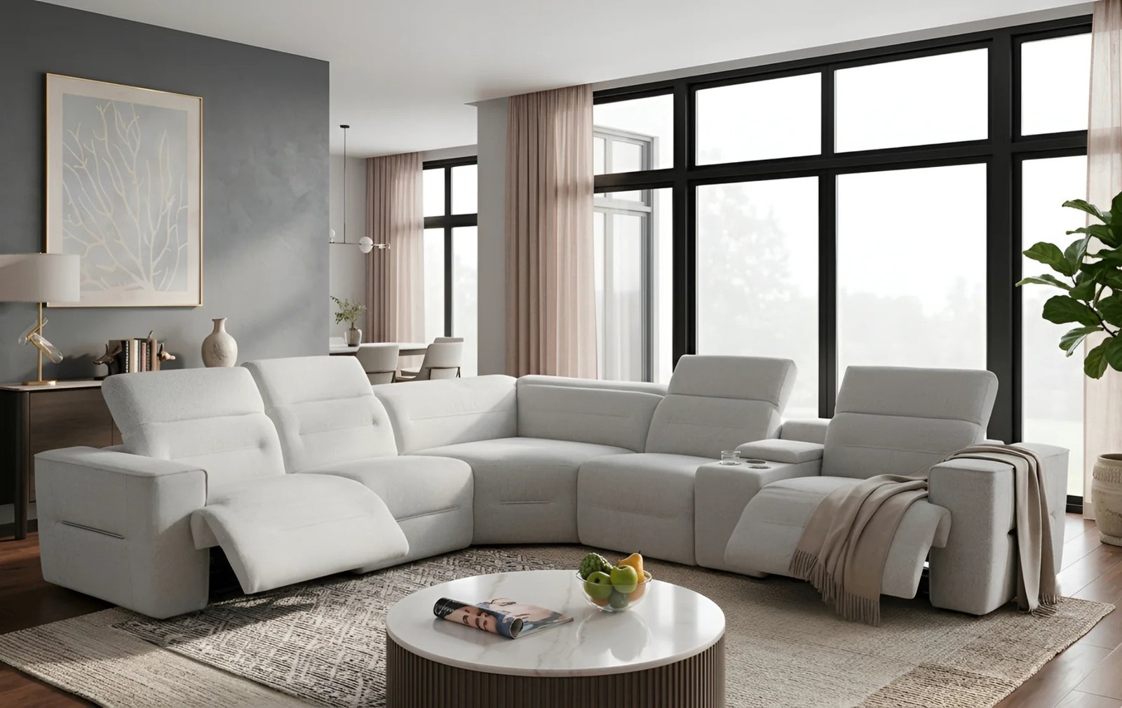 Nexus Light Grey Sectional W/ Power Recliners