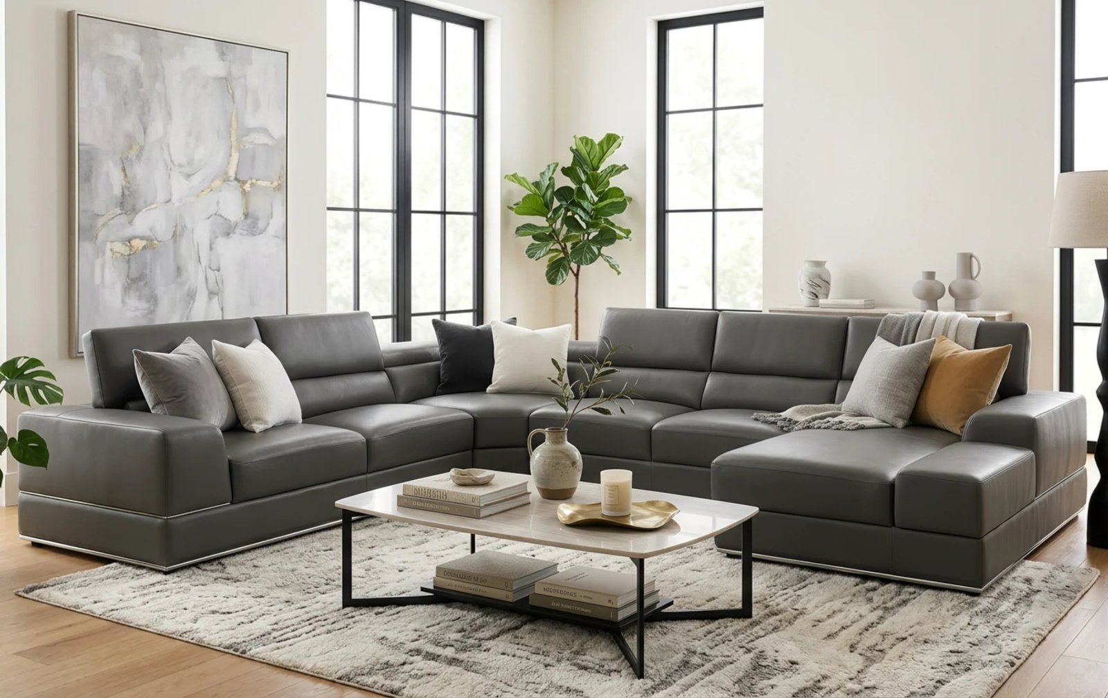 Nella Dark Grey 4pc Sectional W/ Chaise
