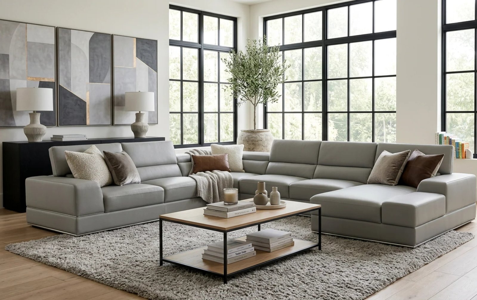 Nella Dark Grey 4pc Sectional W/ Chaise