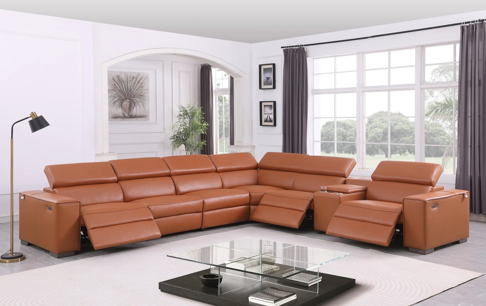 Picasso Caramel 7pc Sectional W/ Power Recliners