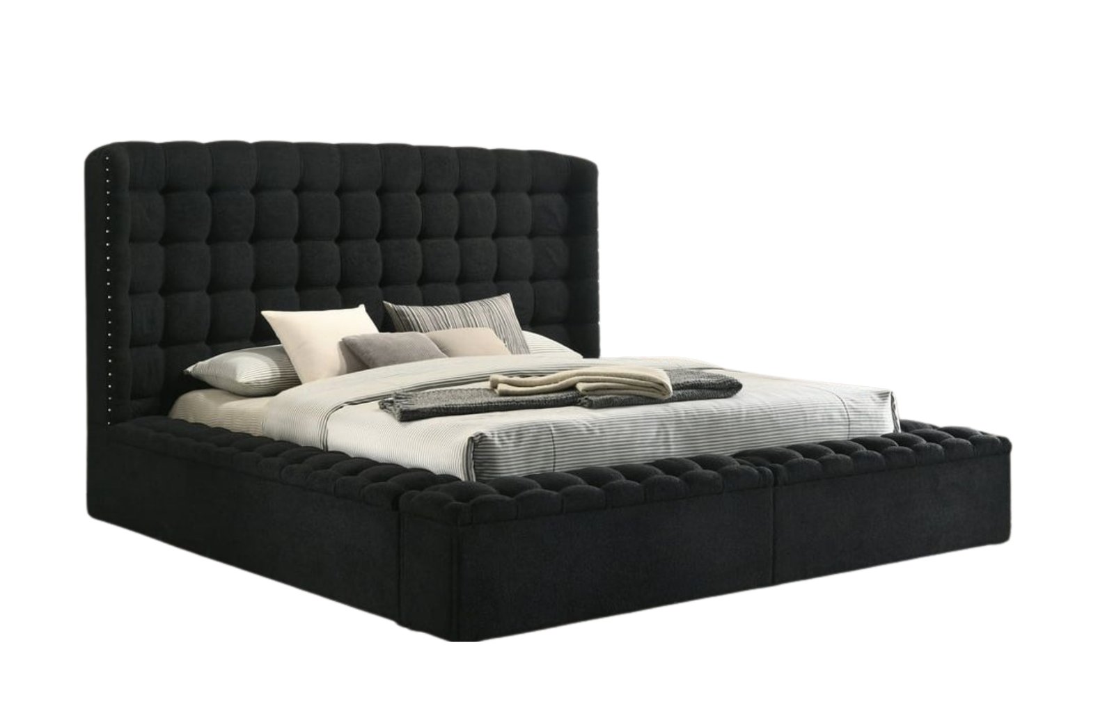 Madonna Black Tufted Platform King Bed