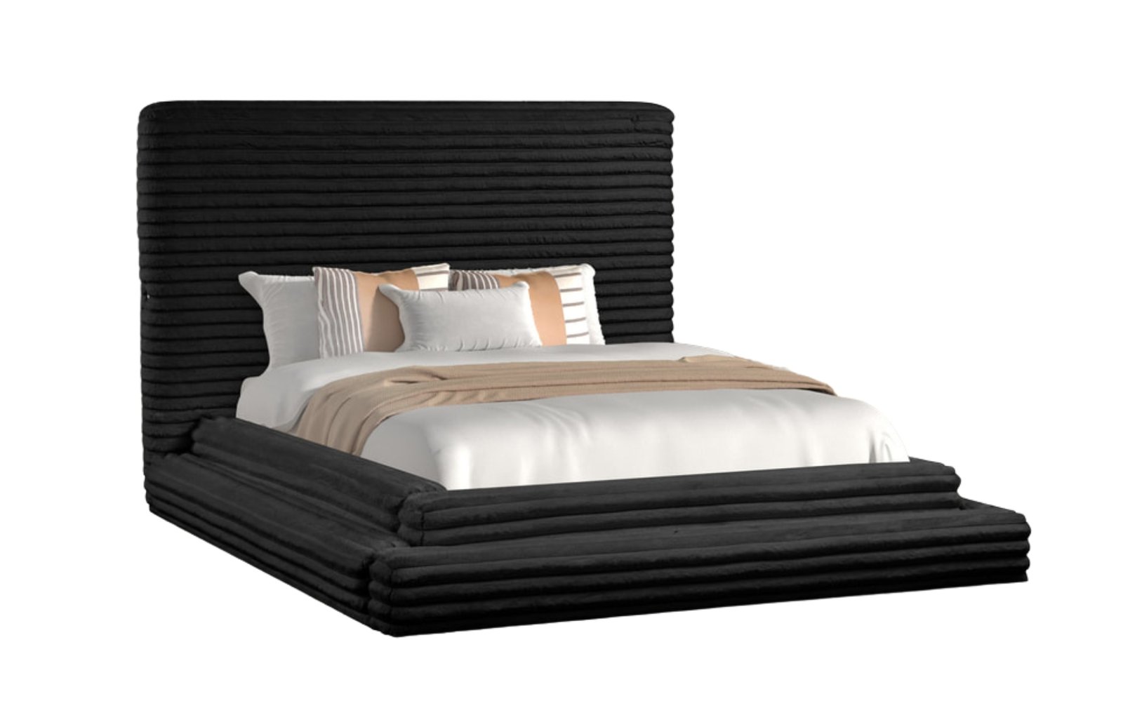 Mariah Black Channel Queen Platform Bed