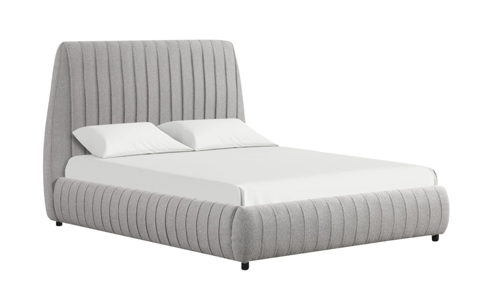 Oasis Gray Channel Upholstered Queen Platform Bed