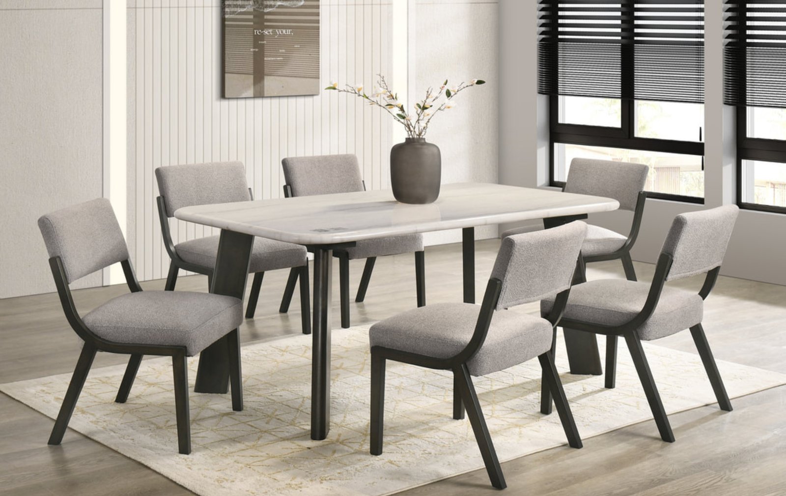 Parker Real Marble 7-Piece Dining Set