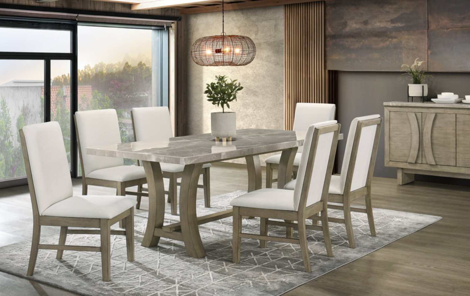 Roco Real Marble 7-Piece Dining Set