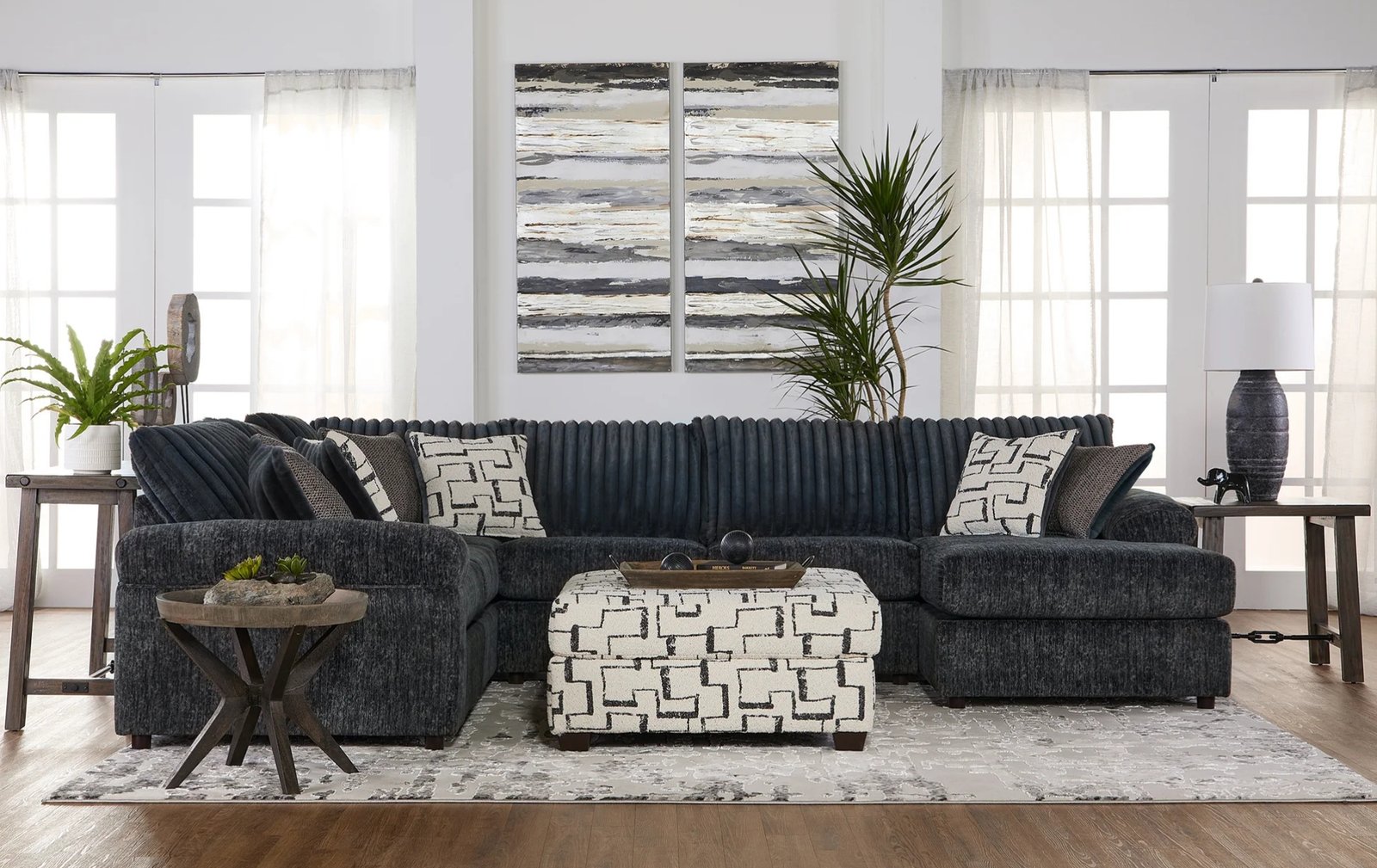 Galactic Charcoal Sectional W/ Chaise