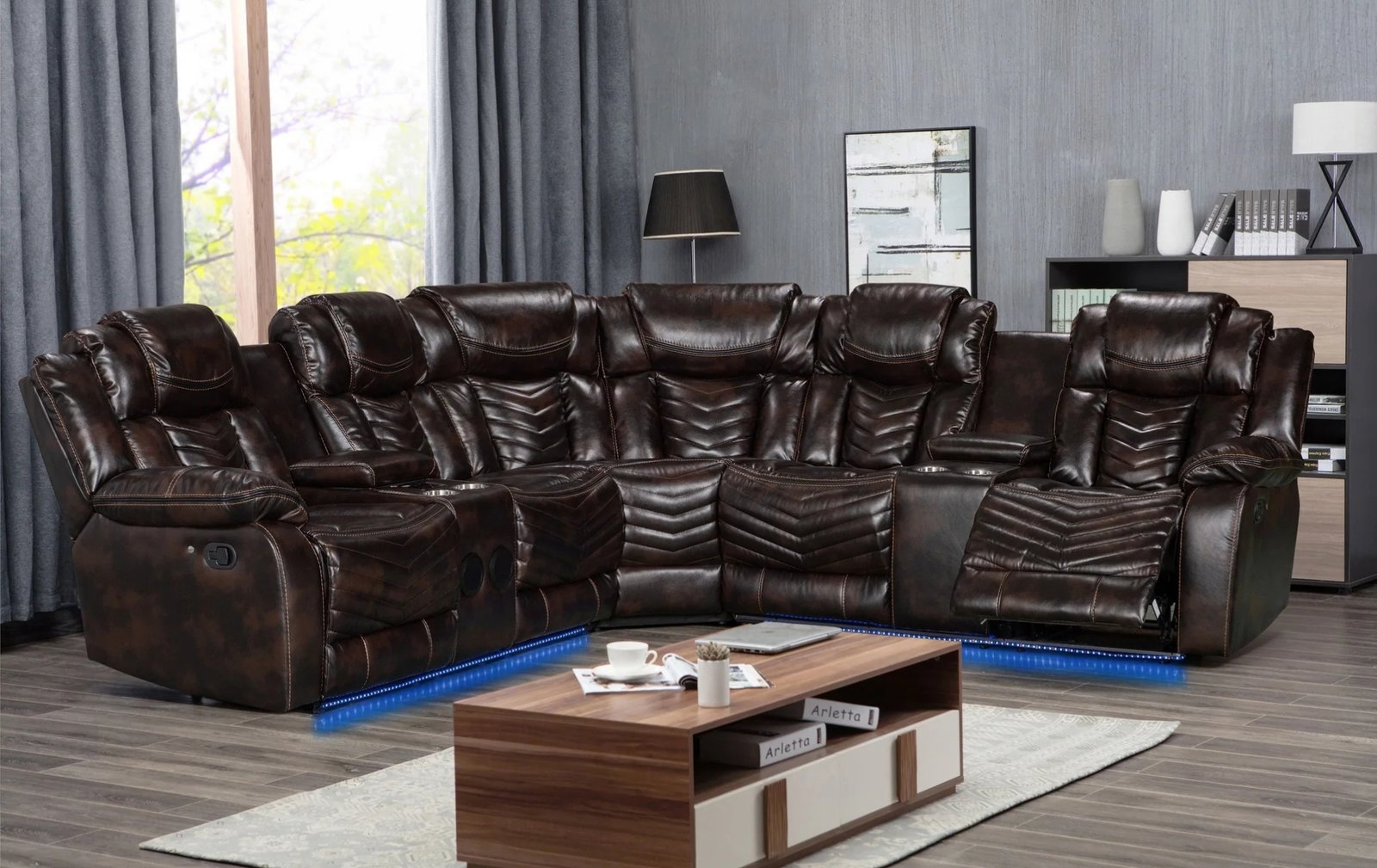 Lucky Charm Brown 3pc Reclining Sectional