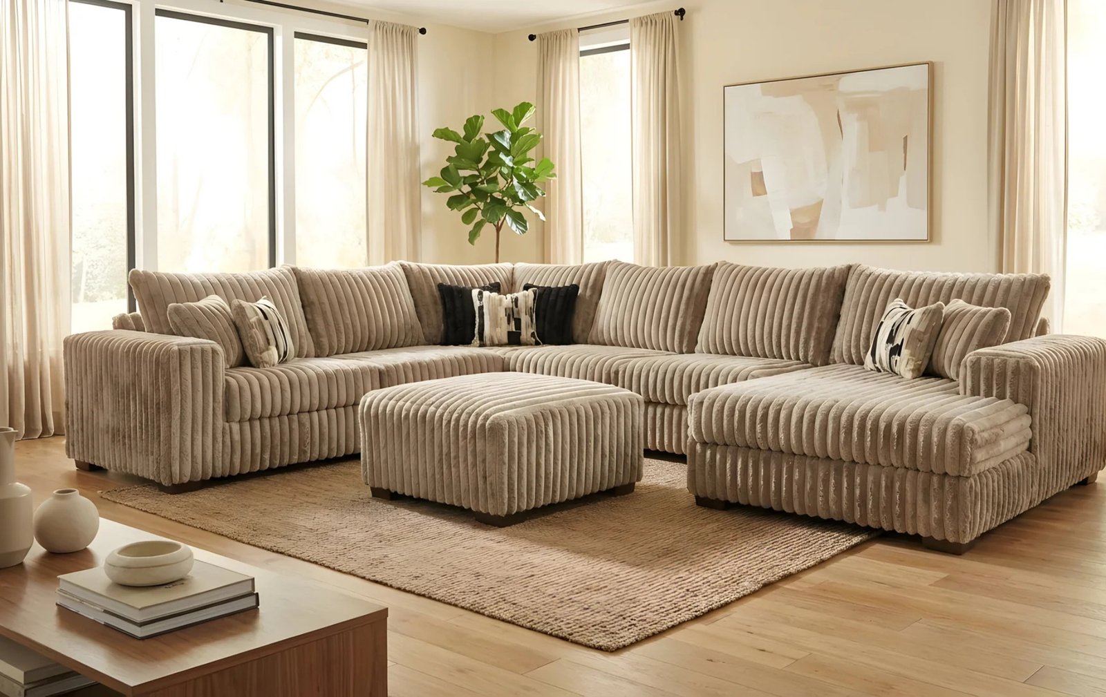 Texan Black Sectional W/ Chaise
