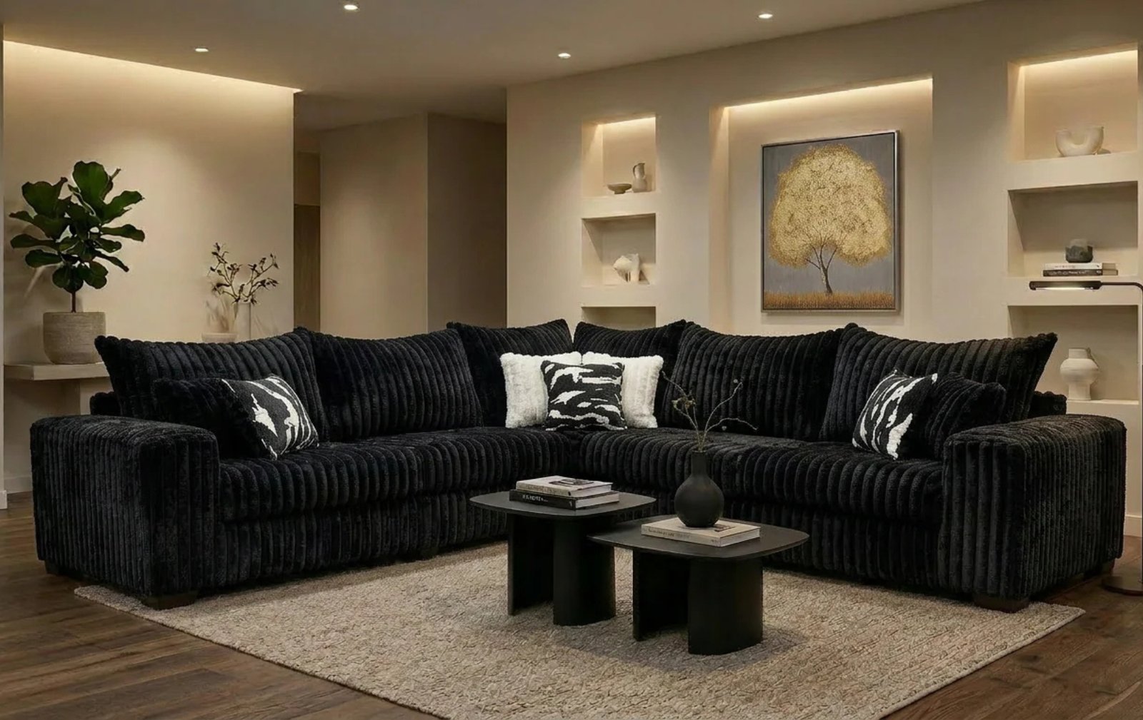 Noah Black Oversized 3pc Sectional
