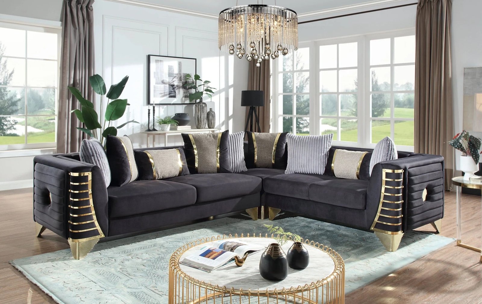 Donovan Black 3pc Sectional