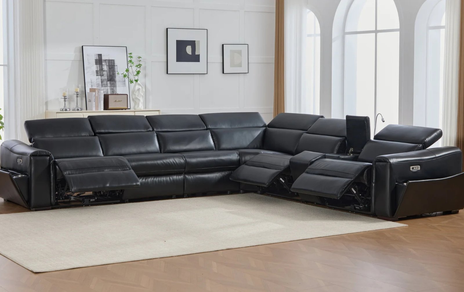 Divani Power Black 7pc Sectional W/ Power Recliners