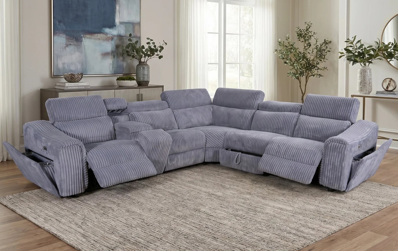 Yash Black 6pc Power Reclining Sectional