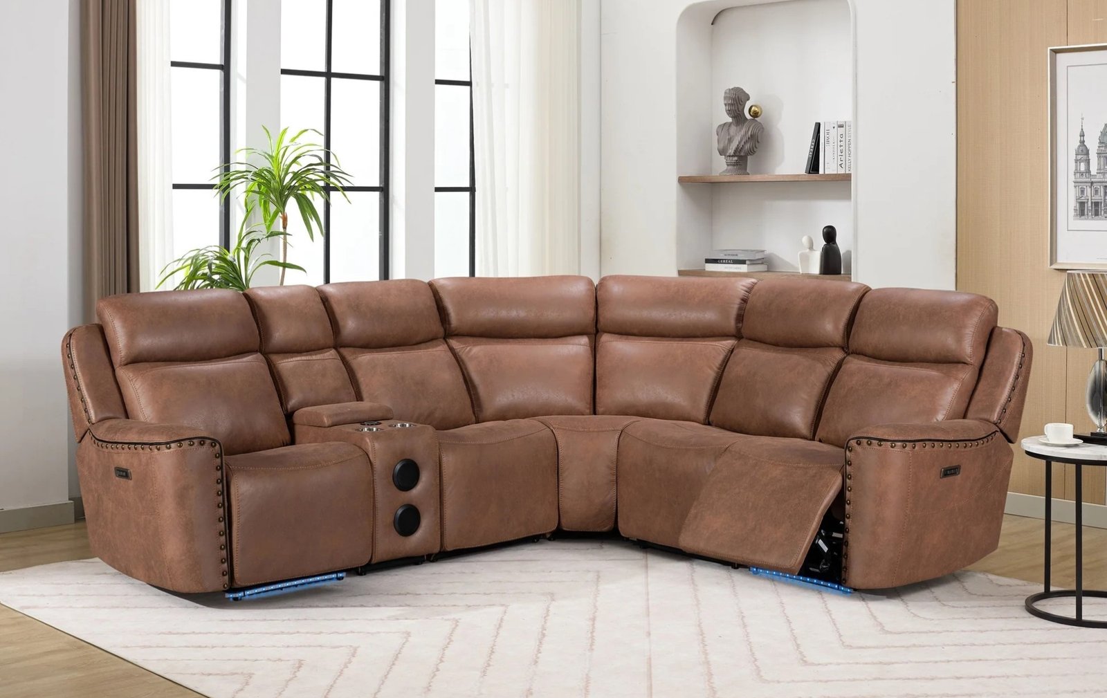 Romi Mocha 6pc Power Reclining Sectional W/ LED Lights