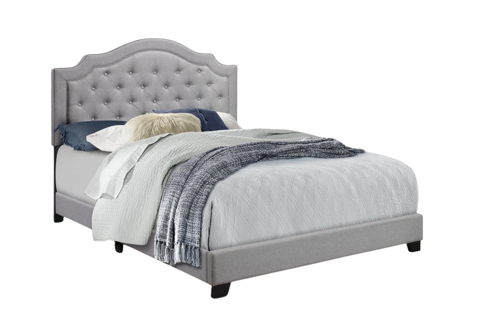 Starbed Gray Linen Upholstered Queen Bed