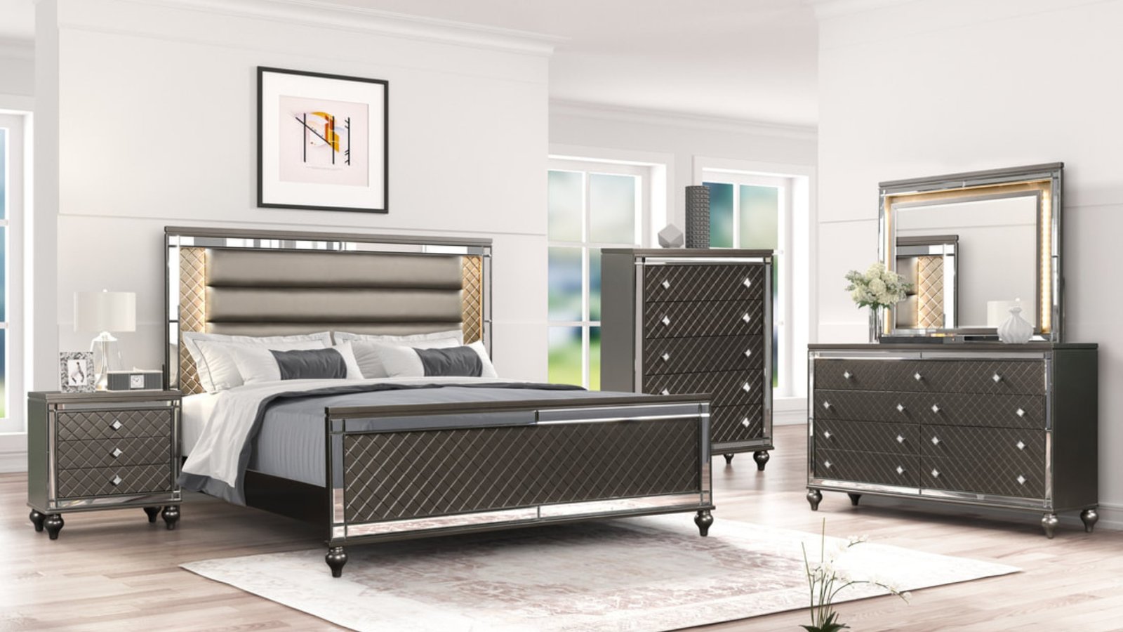 Modern Glam Queen Bedroom Set