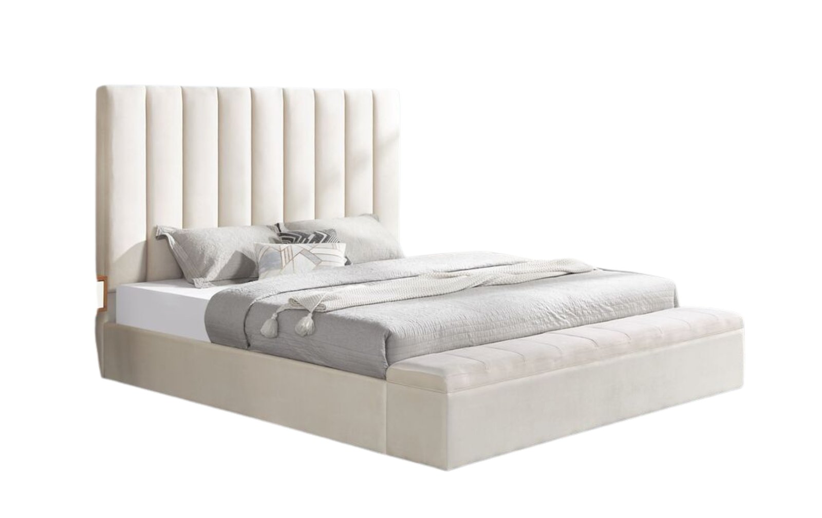 Valencia Beige Channel Upholstered Queen Platform Bed