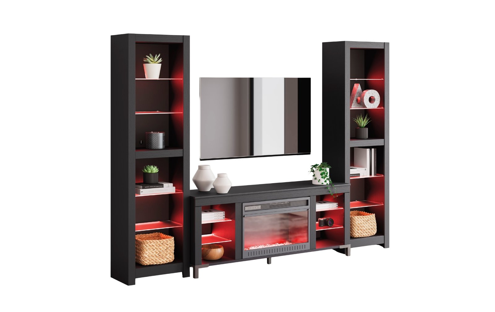 Cayberry 3-Piece Entertainment Center with Electric Fireplace