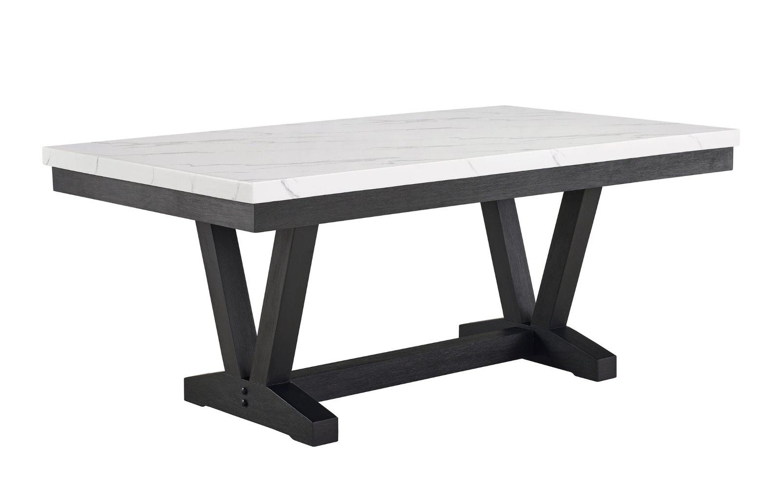 Vance Faux Marble Top Trestle Dining Table