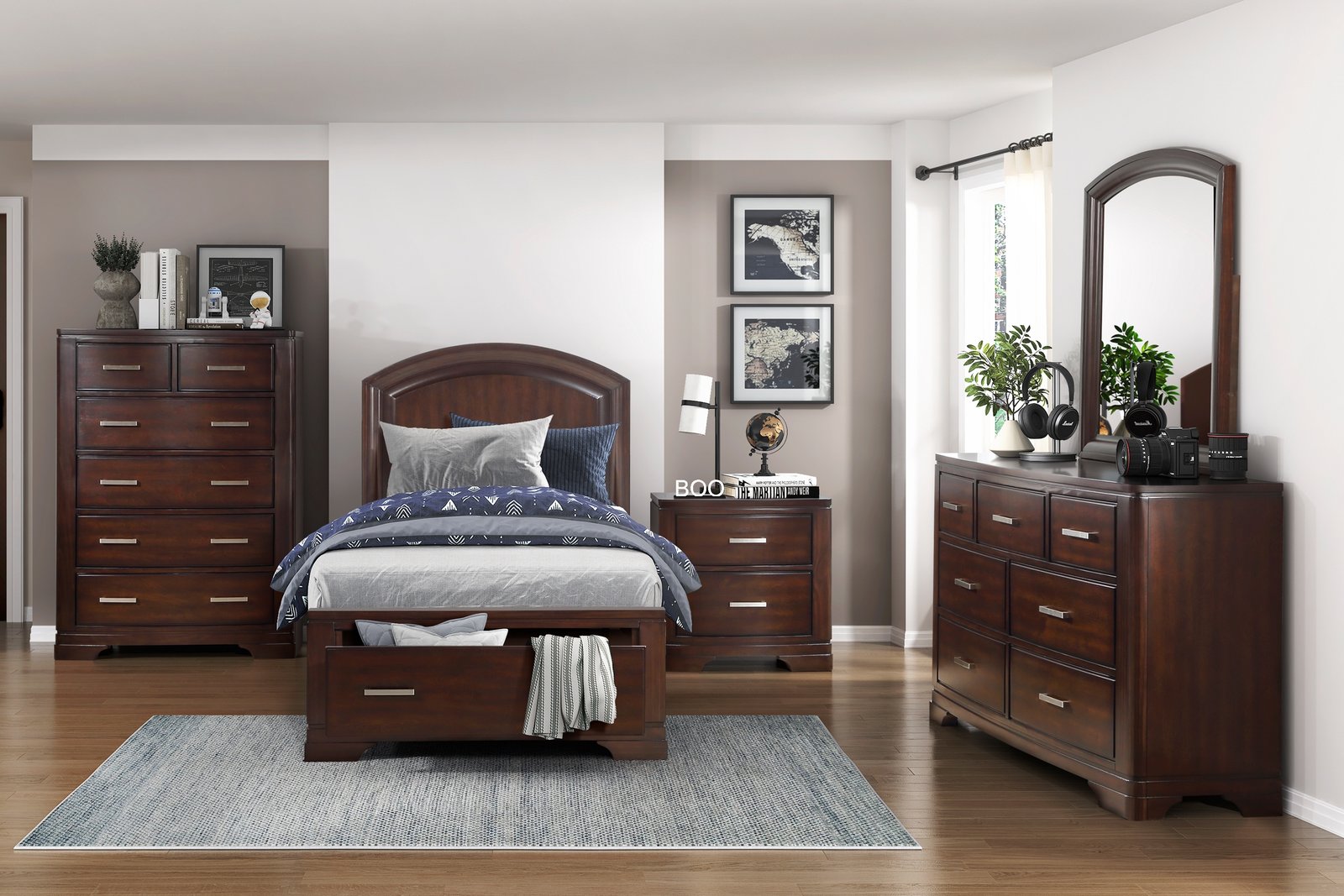 Hudson Cherry Twin Bedroom Set