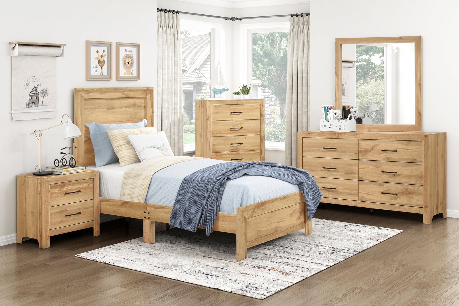 Corbin Natural Wood Twin Bedroom Set