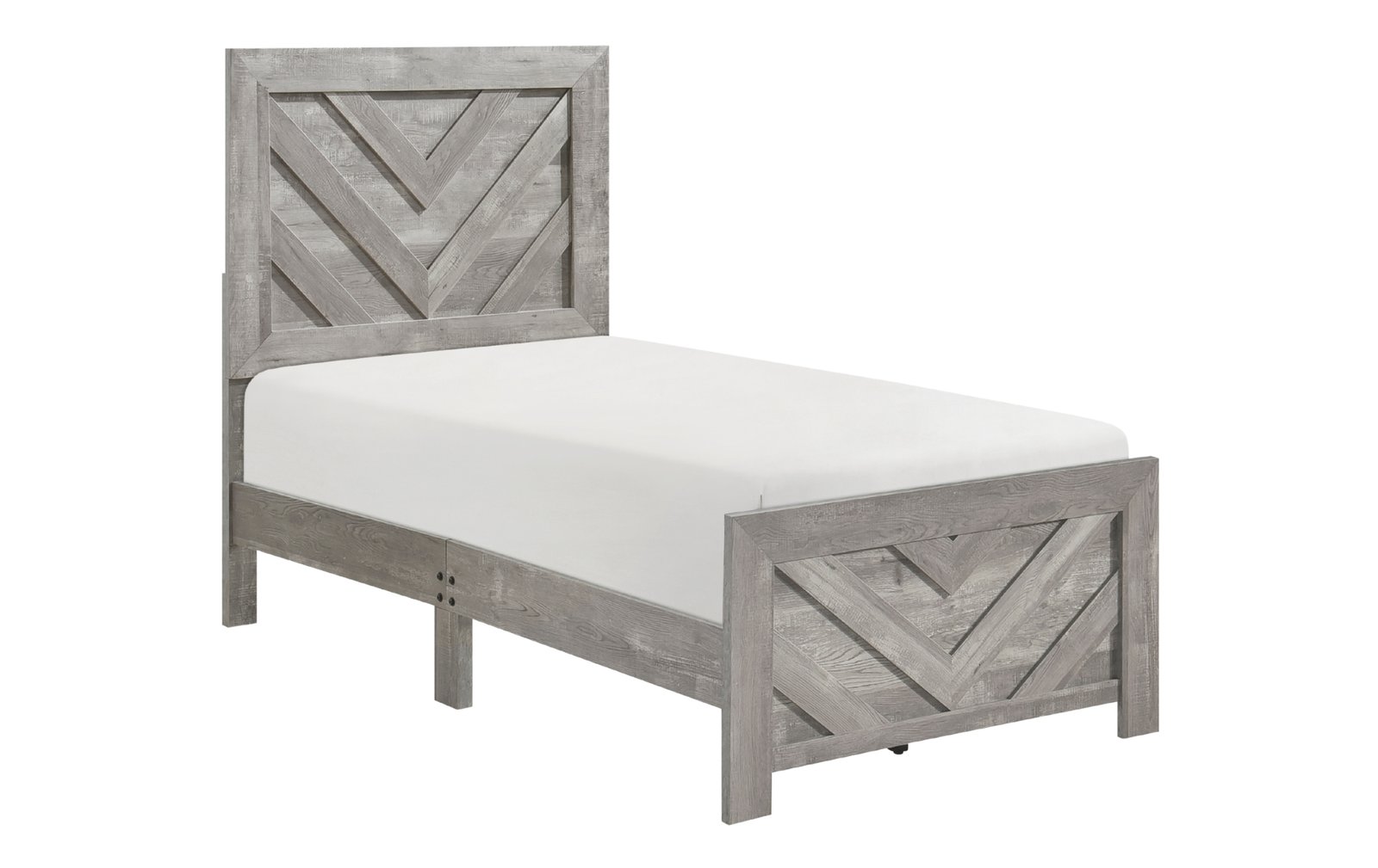 Gray Chevron Panel Twin Bed