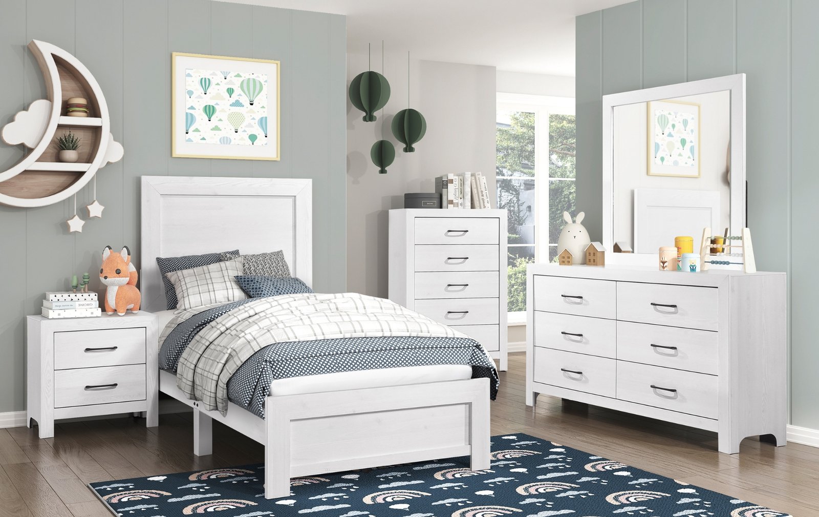 Eris White Twin Panel Bedroom Set