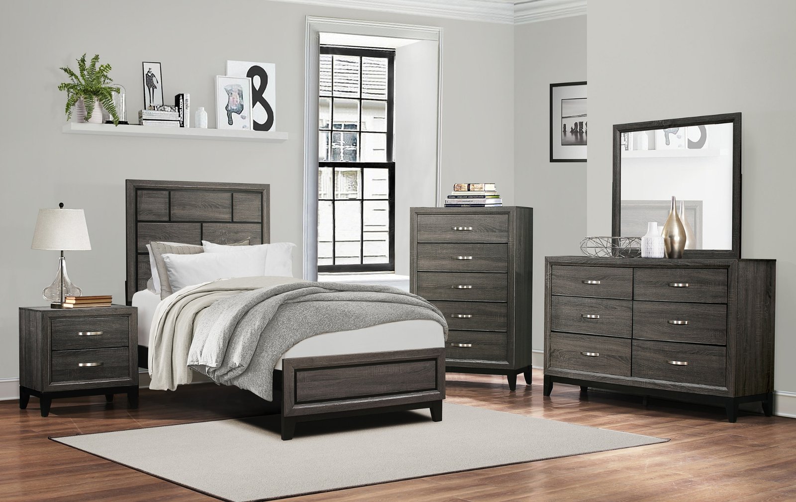 Davi Gray Twin Bedroom Set