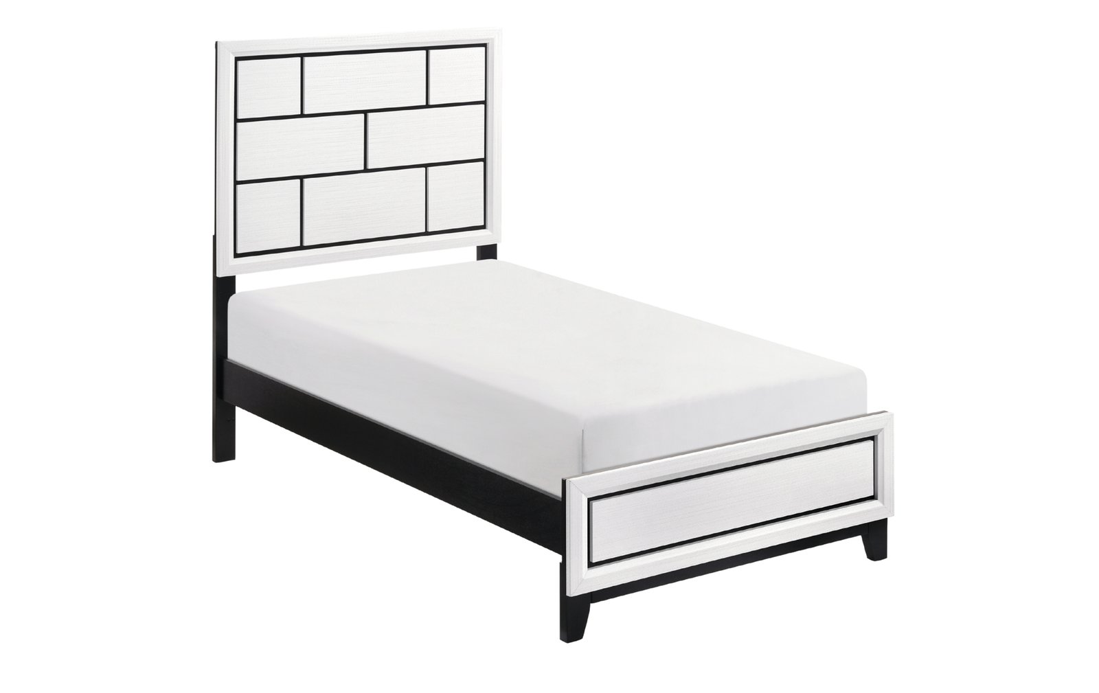 White & Black Panel Twin Bed