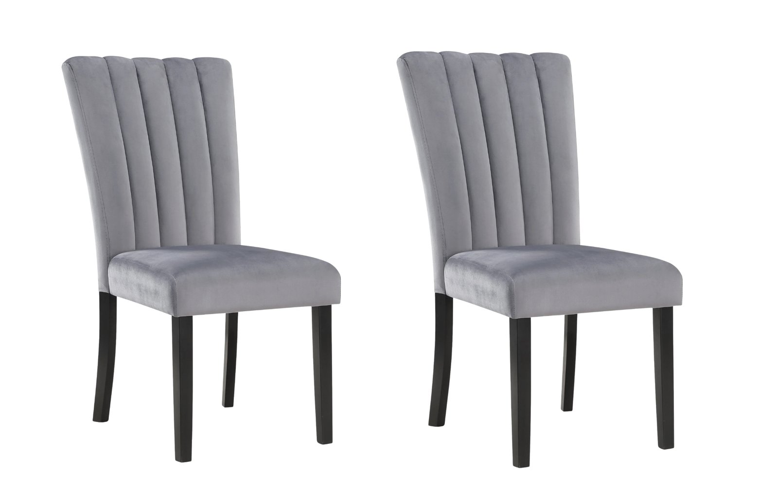 Pascal Gray Channel-Back 2-Piece Dining Chair Set