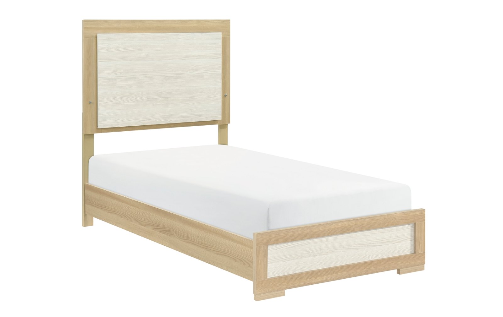 Natural Wood & White Panel Twin Bed