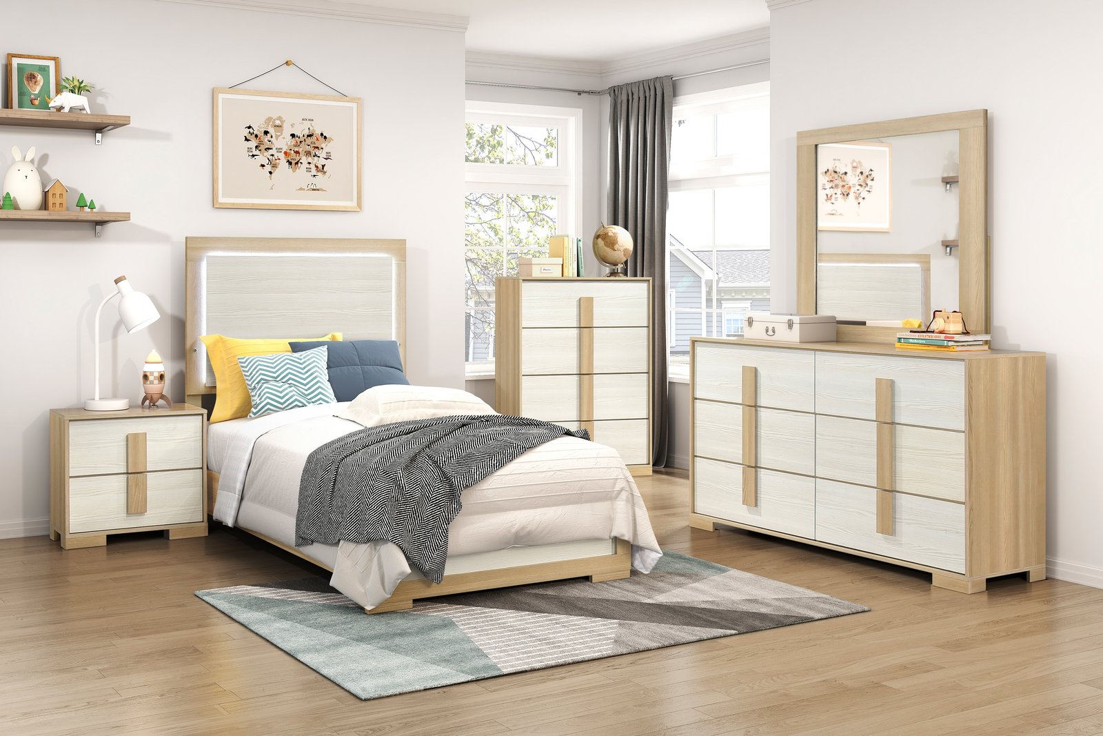 Sterling Natural White Twin Bedroom Set